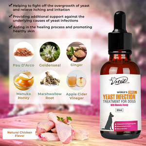 Kilab tự nhiên con chó nhiễm trùng nấm men điều trị giọt với pau d'arco goldenseal cho hỗ trợ miễn dịch ngứa viêm cứu trợ (60 ml) - Product Image 2