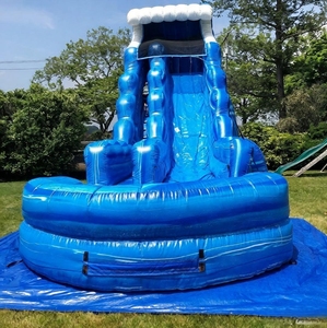 Надувная водная горка-батут синяя 40 футов, надувная горка для взрослых с бассейном для детей - Product Image 2