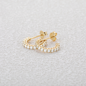 Aretes CANNER Simples de Plata Esterlina S925 con Moissanita en Forma de C, Clásicos para Mujer, Aretes Finos para Boda - Product Image 4