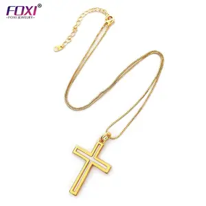 18k semplice croce Suppliers-Collana pendente pendente placcato oro 18 carati croce pianura gioielli in acciaio inossidabile all'ingrosso