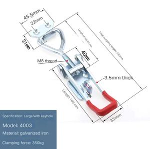 GH-4003 퀵 릴리즈 래치 타입 토글 클램프 아연 도금 탄소강 조절식 하드웨어 토글 클램프 래치 - Product Image 3
