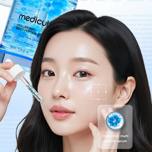 Sérum multi-peptides à l'acide hyaluronique pour une hydratation intense, repulpe la peau sèche, lisse les ridules, raffermit la peau, répare la barrière cutanée, léger - Product Image 2