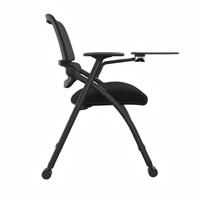 Chaise de conférence moderne à dossier double en maille avec accoudoirs mobiles et tablette d'écriture, idéale pour le bureau et la formation administrative