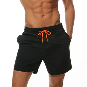 Wholesale Stretch Men's Boardshorts Custom Plain Quick Dry Beach Wear Summer Black Shorts Swimming Trunks With Private Logo