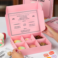 Boîtes à pâtisserie en papier rose de qualité alimentaire pour biscuits Macarons Baking Bakery Mochi Donut Box Packaging avec sacs en papier