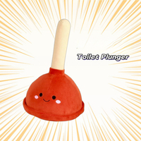 Peluche personnalisée OEM Kawaii en forme de déboucheur de toilettes rouge, jouet fantaisie personnalisable avec expression souriante pour enfants