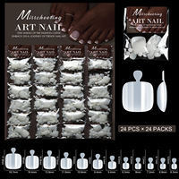 Nouveau produit : Patchs à ongles en ABS en forme de demi-lune, feuilles d'extension d'ongles à presser style français, 20 paquets/capsules, idéal pour les salons de manucure