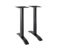 Base de table à colonne unique robuste noire (plateau croisé) - Support incurvé pour tables de salle à manger commerciales de café et de restaurant