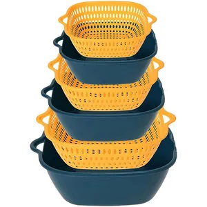Hot Sale 6-Piece Kitchen Multifunctional Fruits and Vegetable Drain Basket For Cleaning Draining and Storing