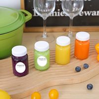 Petits bocaux en verre avec couvercles Bouteilles courtes à large ouverture de 2oz avec bouchons Mini bouteilles de jus en verre pour potion, coups de gingembre
