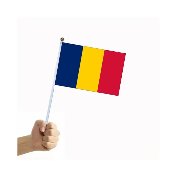 Hete Verkoopfabrikant Mini-Handvlag Van Het Roemeens 14*21 Cm Polyester Handzwaaiende Vlag Voor Buitenevenementen