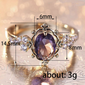 Anello con gemma viola Sweet Princess per donna, elegante gioiello da dito alla moda - Product Image 4
