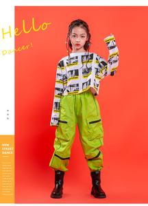 Conjunto de Ropa de Baile Hip Hop para Niñas, Color Verde, Venta al Por Mayor - Product Image 2