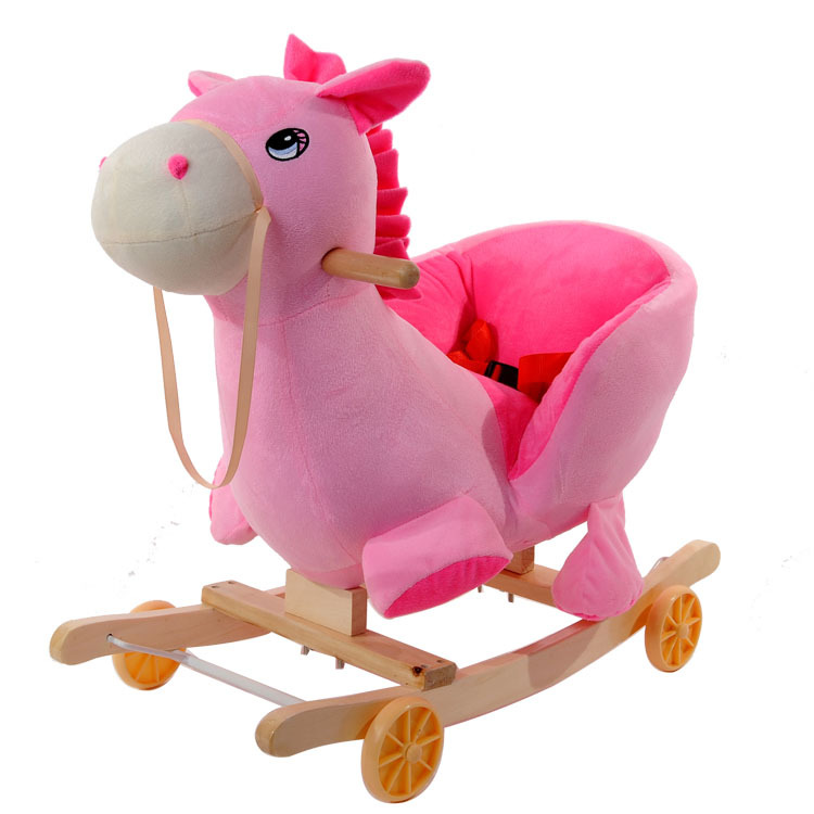 Chaise à bascule bébé cheval-animal rose