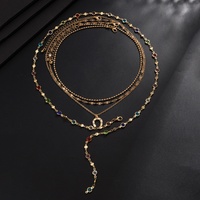 Ensemble de colliers superposés bohèmes multicolores avec pendentif fer à cheval en chaîne de cristaux pour hommes, accessoires de bijoux rétro pour le quotidien masculin