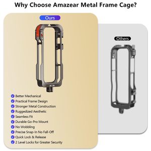 Amazear Jaula Metálica de Desmontaje Rápido para Insta360 X5, Marco Protector de Aleación de Aluminio con Soporte de Zapata Fría y Rosca de 1/4" - Product Image 5