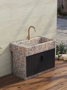 Premium Quality Outdoor Wash Basin Natural Marble With Integrated Washboard