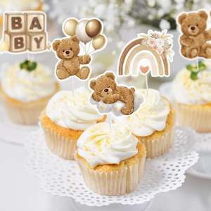 ตุ๊กตาหมีสีน้ำตาล DAMAI สำหรับตกแต่งเค้กในงานเฉลิมฉลองเปิดเผยเพศลูกชาย พร้อมการ์ดกระดาษ - Product Image 3