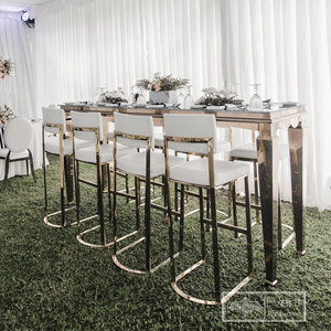 Taburete alto con cojín de terciopelo para el hogar, mueble con marco de metal plateado, de acero inoxidable, color blanco - Product Image 1