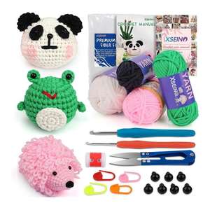 <span class=keywords><strong>Kit</strong></span> de démarrage en crochet en coton pour débutants, cadeau promotionnel, tutoriels vidéo étape par étape, motifs d'animaux pour adultes et enfants, kits DIY - Product Image 2