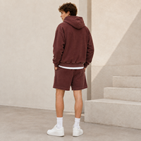 Ensemble sweat à capuche zippé en tricot gaufré personnalisé IKDEER avec short à cordon de serrage et lettres appliquées pour un style urbain décontracté vintage