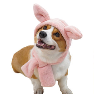 卸売 高品質 エレガント 無地 クリスマス 犬用 イヤーマフ ＆ トラッパーハット 冬 コーラルフリース 犬用ヘッドウェア ペットキャップ スヌード - Product Image 6