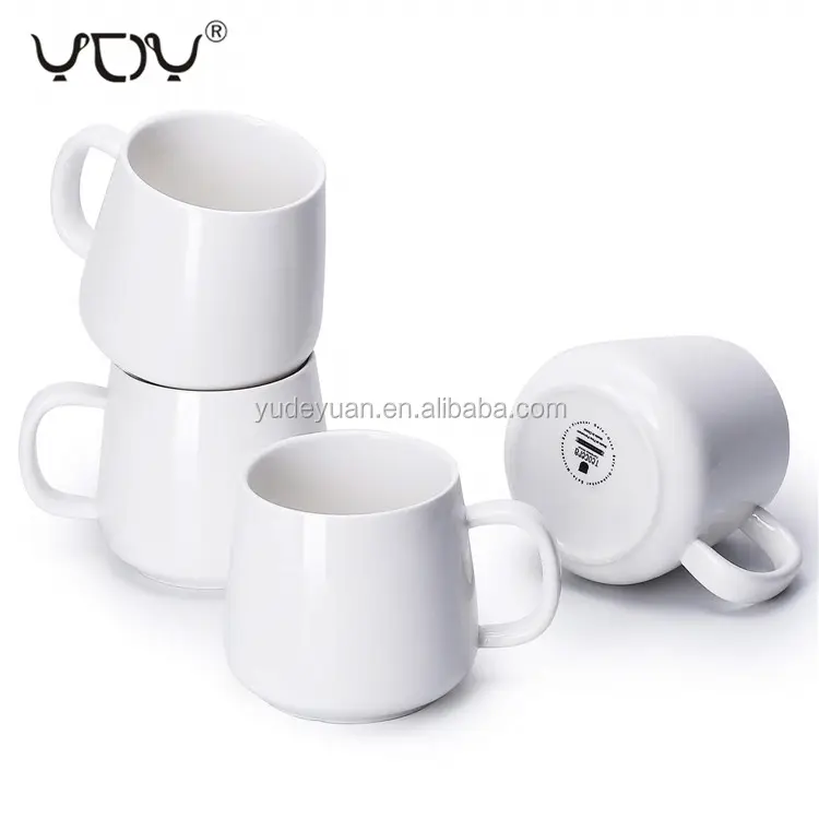 Pas cher en gros plaine blanc en céramique porcelaine tasse de promotion avec logo