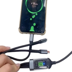 Ligne de données 3 en 1 câble USB 100W câble de chargeur d'affichage numérique pour iPhone Android Type C câble de charge de téléphone de 1.2 mètres - Product Image 1