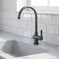 Robinet de cuisine noir mat en laiton pour évier, mitigeur monocommande eau froide et chaude, avec cartouche céramique pour comptoir