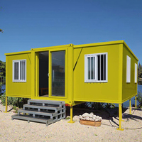 Maison de bureau industrielle préfabriquée pliable en kit, 3 chambres avec cuisine et séjour, maison mobile d'extérieur