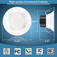 Downlight LED COB encastré pour plafond, usage commercial intérieur, 6, 8, 10 pouces, 5CCT, 13W - 40W, en stock aux États-Unis