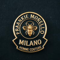 Badge en métal émaillé rond personnalisé avec logo, motif abeille en relief, or et argent, pour vêtements, vestes, marques OEM ODM