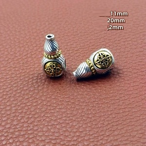 Perle de calebasse gourou tibétain en or antique Mala en alliage métallique à 3 trous pour la fabrication de bijoux ethniques perles de prière pour les fêtes d'enfants