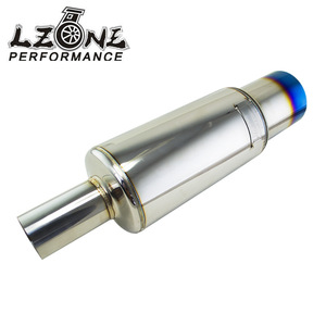 LZONE PERFORMANCE Silencieux d'échappement de course en acier inoxydable, tuyau droit avec embout bleu, pour mise à niveau de voiture et moto - Product Image 1