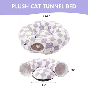 Cuccia per Gatti Multifunzione 2 in 1, Tunnel e Cuccia a Ciambella con Cuscino Circolare Lavabile, Morbido Letto per Gatti in Sherpa - Product Image 2