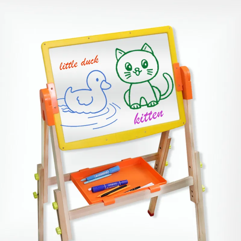 Wooden Rubber Foot Double Sided Detachable Easel Children Education Magnetic Drawing Writing Board Toys For Kids