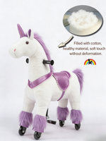 Mainan Unicorn 2 Kursi Ukuran Ekstra Besar, Roda Mekanik, Tanpa Baterai, untuk Anak-anak, Pereda Stres, Bahan Plush Super Lembut