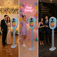 Photobooth ovale pour iPad 12,9 pouces, livraison à domicile depuis l'entrepôt américain, flight case, panneau personnalisé en option, boîte d'imprimante pour événements de mariage