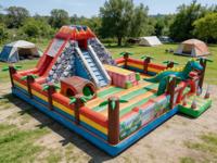   Structure gonflable à thème dinosaure, toboggan, trampoline et combo volcan T-Rex, équipement de jeu en PVC écologique, pour 6 à 10 enfants