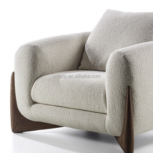 Juegos de sofá <span class=keywords><strong>y</strong></span> sillón de sala de estar de tela suave personalizada de fábrica FERLY, sofá italiano, sillón con patas de madera - Product Image 5