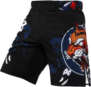 Shorts de sport MMA pour hommes, en toile, mi-élastiques, unis, décontractés, écologiques, vêtements de sport, de fitness, de gym, imperméables, à séchage rapide - Product Image 3