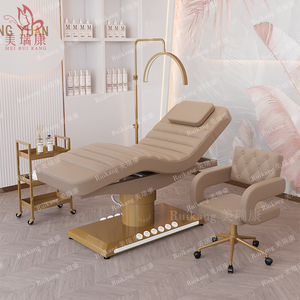 Maßgefertigte Luxus-Kosmetikliege mit Goldbasis, Modern, 3 Motoren, Elektrisch Verstellbar, für Gesichtsbehandlungen, Massage, Kosmetik, Spa und Wimpernverlängerung - Product Image 1