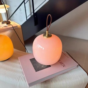 Portable Wireless Charging <b>Table</b> Lamp Glass Shade Led Night Light Battery Powered For Bedroom Living Room Desk Ambient Lighting - Product Image 1