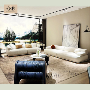 أريكة زاوية عصرية من القماش المخملي الأبيض من OKF، إطار من القطن والكتان، أريكة مريحة قابلة للتعديل مع أرجل خشبية - Product Image 3