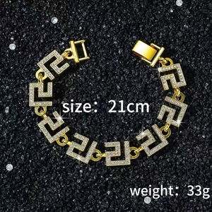Hot Selling Personalized Light Luxury Alloy Geometric Wide Chain <b>Bracelet</b> Hiphop Punk Men's <b>Bracelets</b> Fashion Jewelry Wholesale - Product Image 4