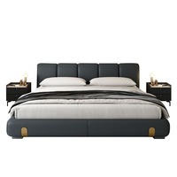 Lit rembourré en cuir écologique de luxe - Meubles de chambre à coucher moderne de taille king-size