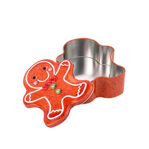 新デザイン ジンジャーブレッドマン エコフレンドリーなブリキ缶-クリスマスノベルティ クッキー ケーキ キャンディ ビスケット チョコレート ホリデーギフト - Product Image 4