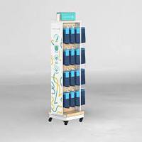 Présentoir rotatif sur pied pour accessoires téléphoniques, chaussettes, pantalons et chemises, compatible avec panneaux rainurés (Slatwall), de la gamme Custom Shop Sides Stand Rack