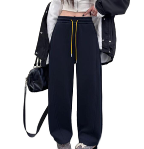 กางเกงขายาวทรงตรงแบบลำลองสำหรับผู้หญิง ปี 2026 ผลิตตามสั่ง ผ้าฟลีซซับใน ผ้าสแปนเด็กซ์/ผ้าฝ้าย เป็นมิตรกับสิ่งแวดล้อม เอวสูง ทรงหลวม ยาวคลุมเท้า - Product Image 1