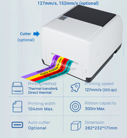 Imprimante à ruban thermique direct/par transfert USB XP-451B de haute qualité 300 DPI pour étiquettes de bijoux/vêtements noir et blanc